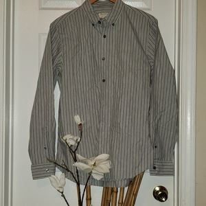 Club Monaco Charcoal/ Charbon Stipe shirt